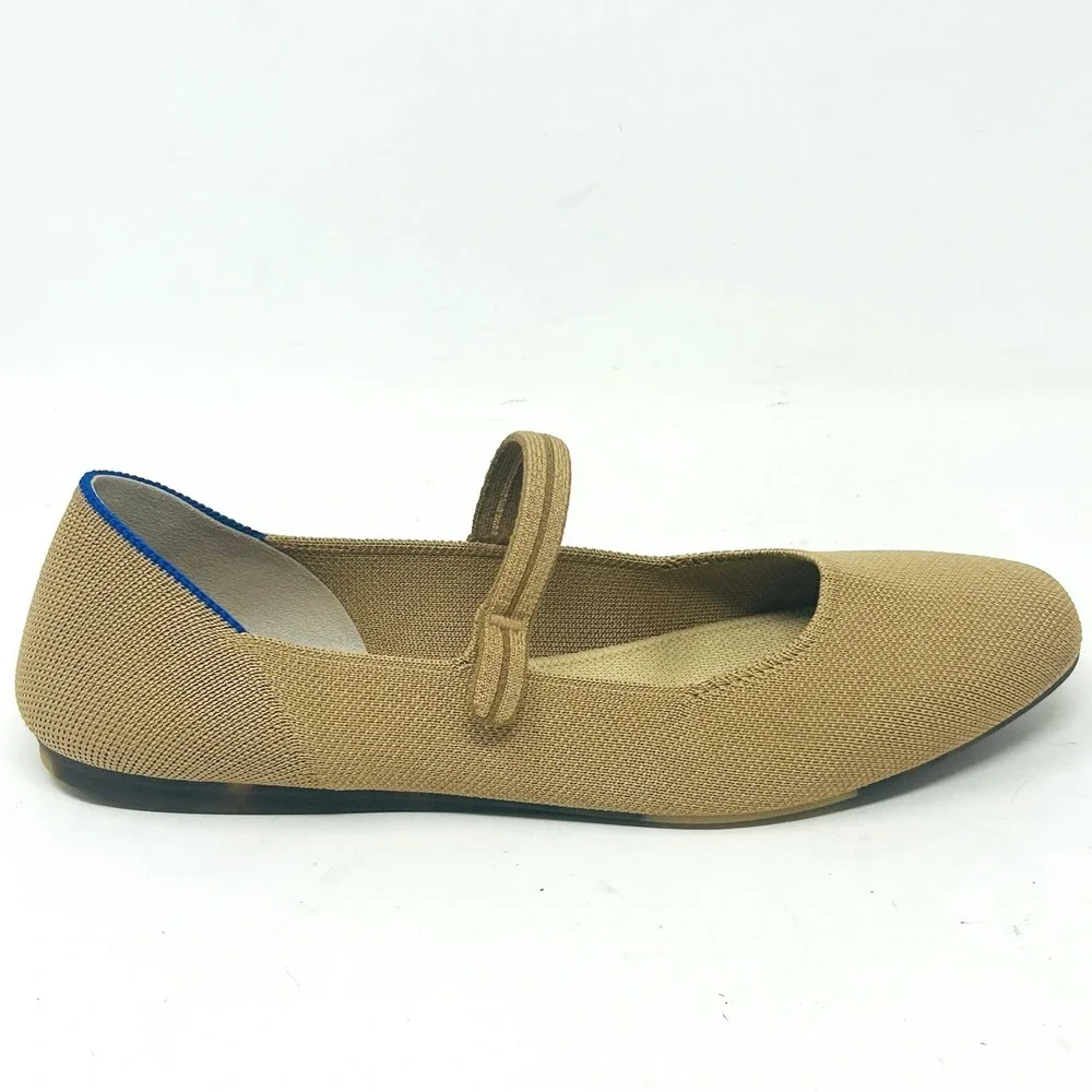 Rothy's The Square Mary Jane Ballet Flats Tan Brown 10 Neutral Minimalist